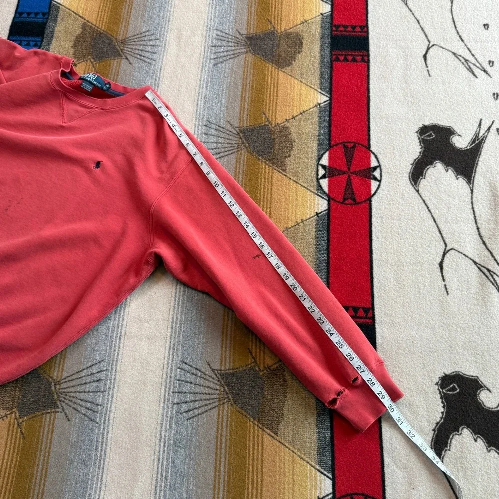 Polo Ralph Lauren Sweatshirt Mens XL Red Distressed Crewneck Vintage Pony Logo